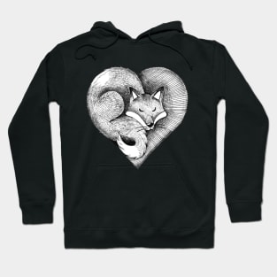 Fox Heart - Tattoo Style Fox in a Heart T-Shirt Hoodie